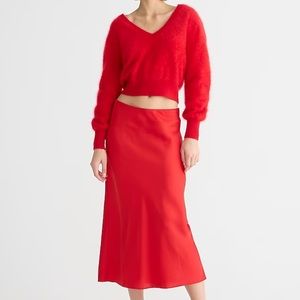 J crew red satin slip skirt